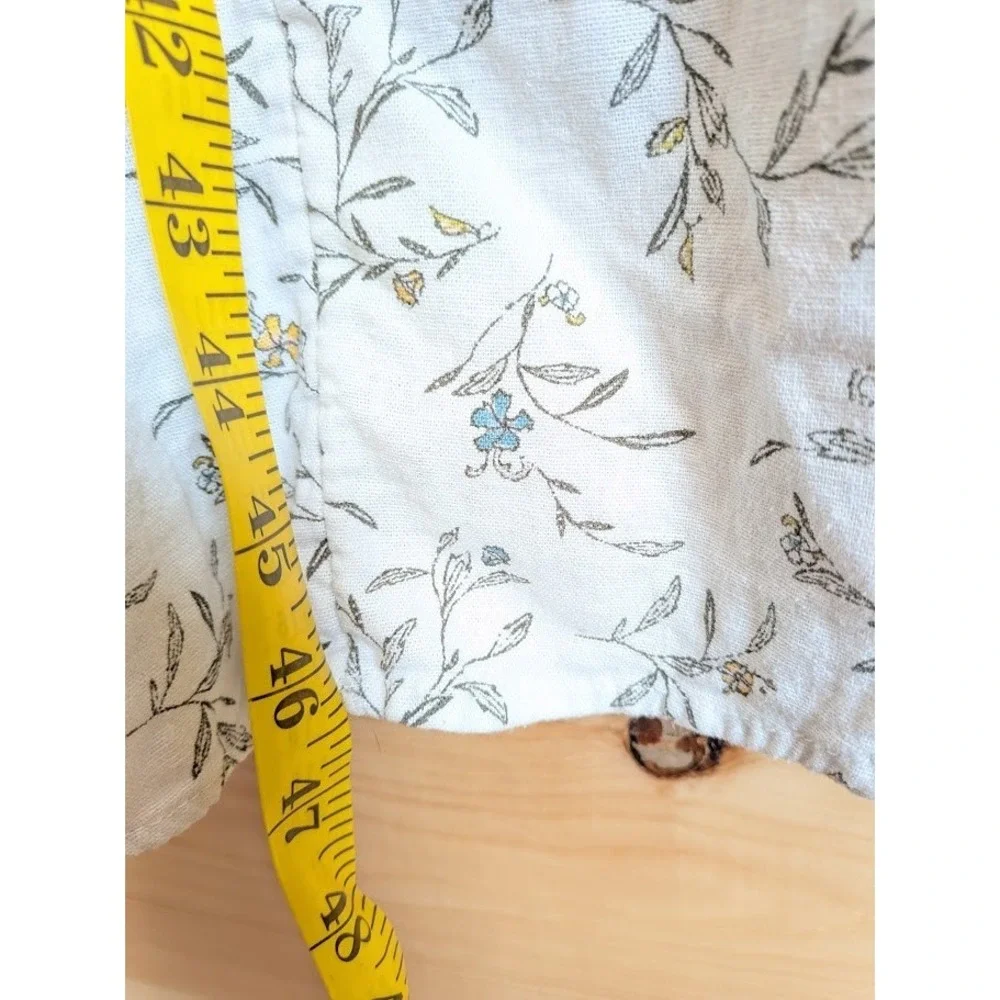 Sun Dress XS Floral Linen Blend Drop V Waist Flowy Resort Beachy Boho Relaxed - Picture 7 of 12